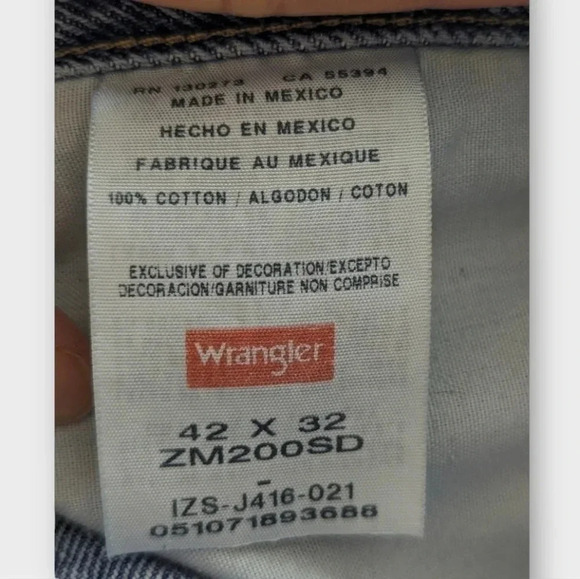 Wrangler Mens Straight Jeans Size 42 x 32 Blue Denim 100% Cotton Pocket - Picture 4 of 12